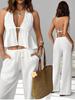 2026 Spring/Summer European-American Women's Backless Halter Strap Slim-Fit Sleeveless Tank Top Set