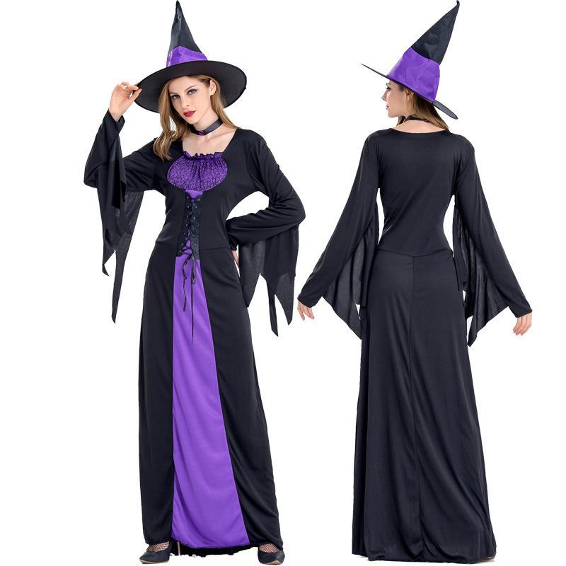 

Halloween, witch costume cosplay purple witch dress holiday party costume S