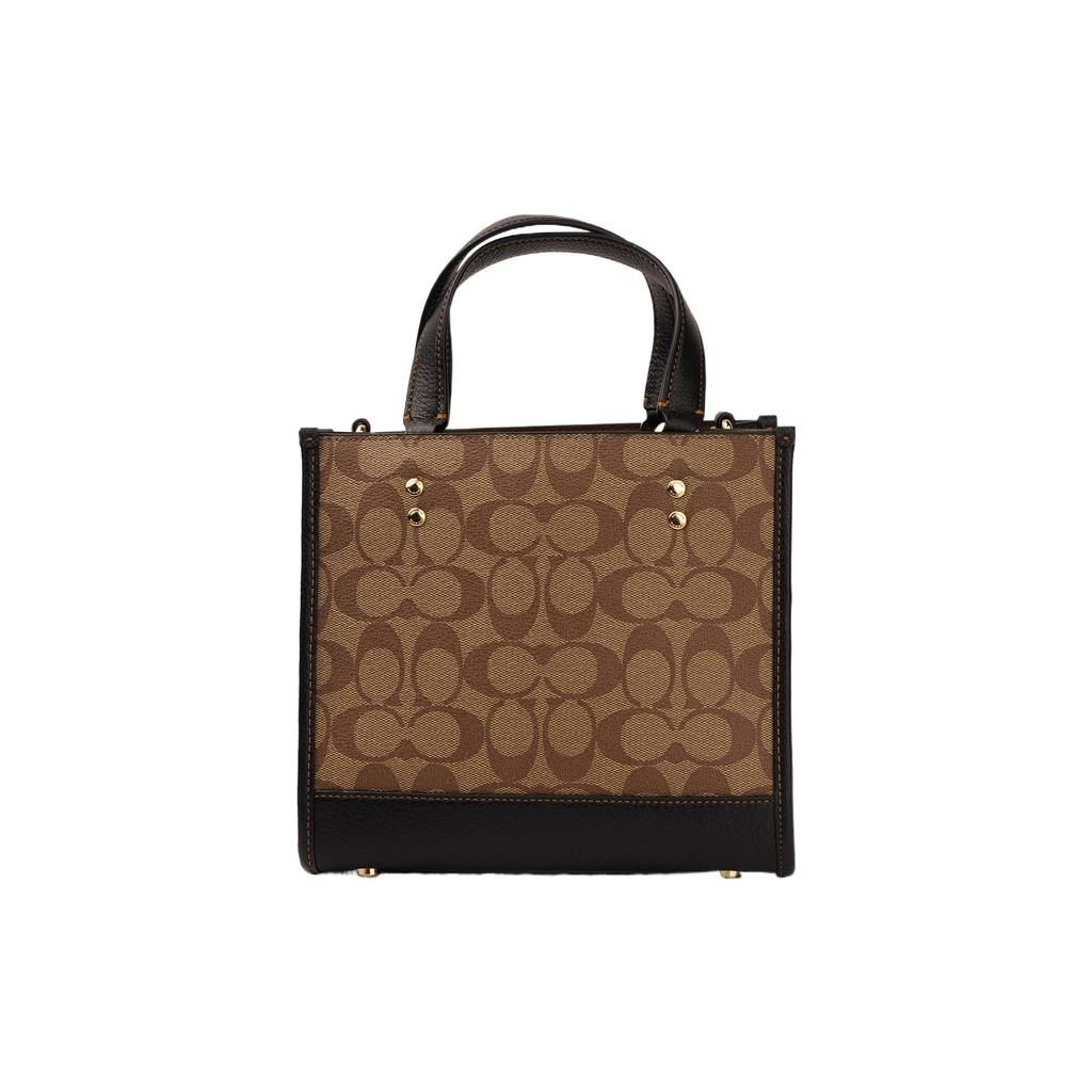 Coach Dempsey 22 Classic Monogram Print Colorful Strap Color Block Coated Canvas And Leather Tote Bag Women Tote Bags Brown C6918-IMNOX
