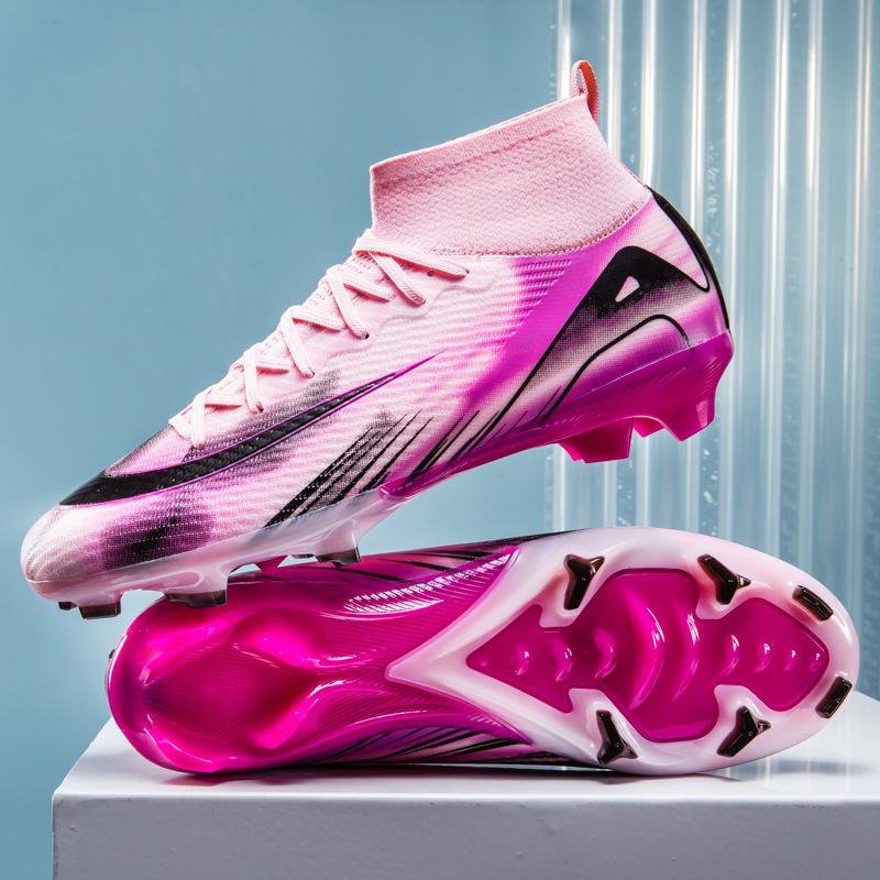 

2025 fly-woven football shoes new high-top thorns 15 youth training AG long nails foreign trade football sports shoes 35