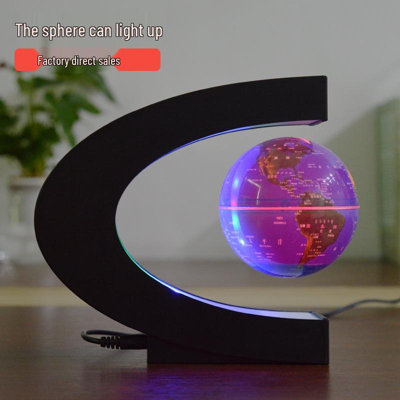Russian-Style Rotating Magnetic Levitation Earth Lamp - Tech-Inspired Office Decoration