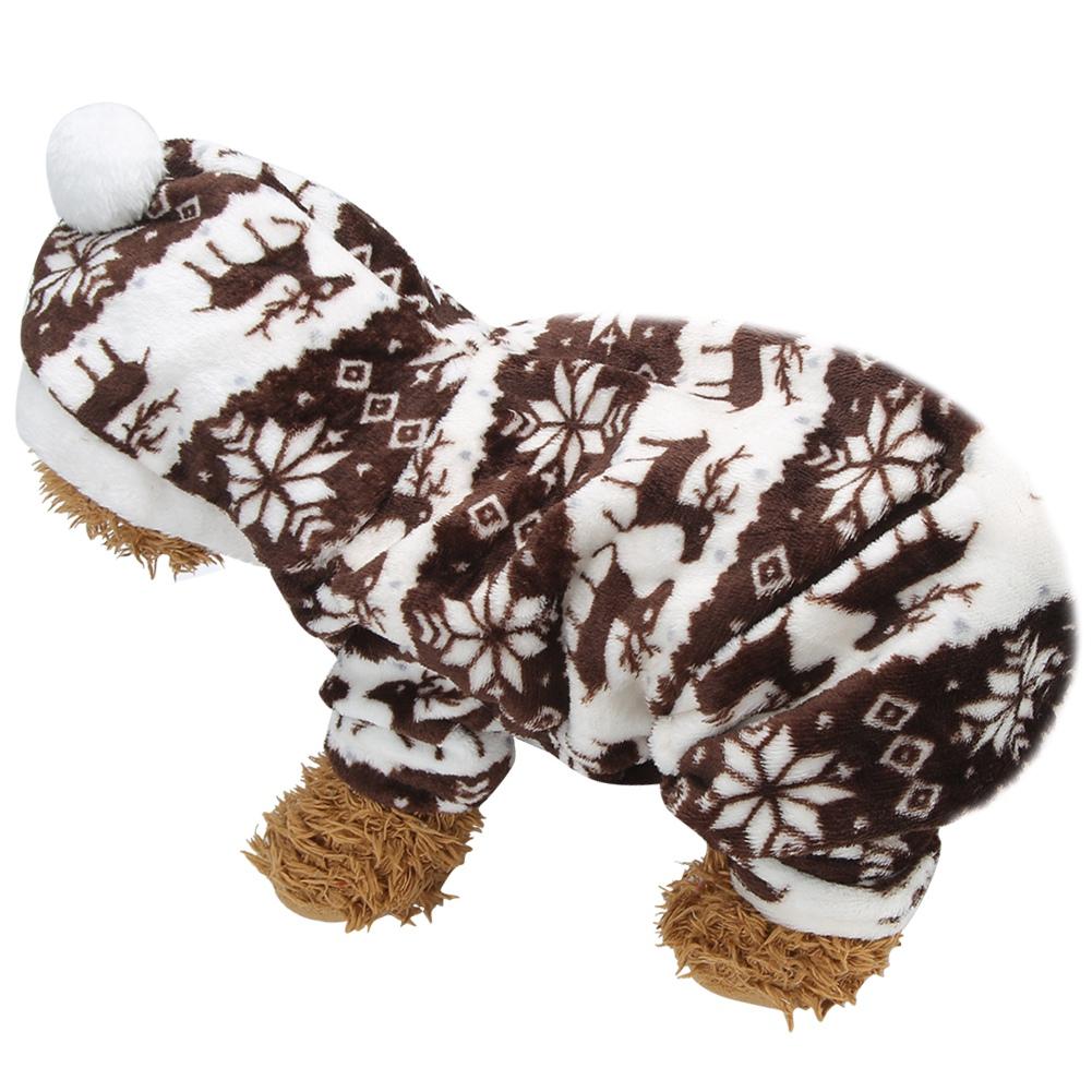 Plush Coffee Deer Autumn Winter Four Feet Pet Hoodies Clothes Warm Pajamas Clothing for Dogs Cats