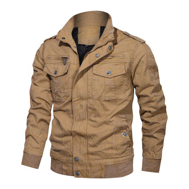 

Модная мужская куртка с длинным рукавом и воротником-стойкой, тонкая рубашка, повседневная черная мужская куртка XL коричневый