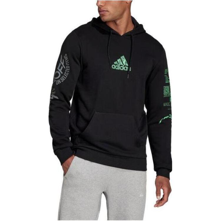Adidas Logo Print Hoodie Men Hoodies Black H46777