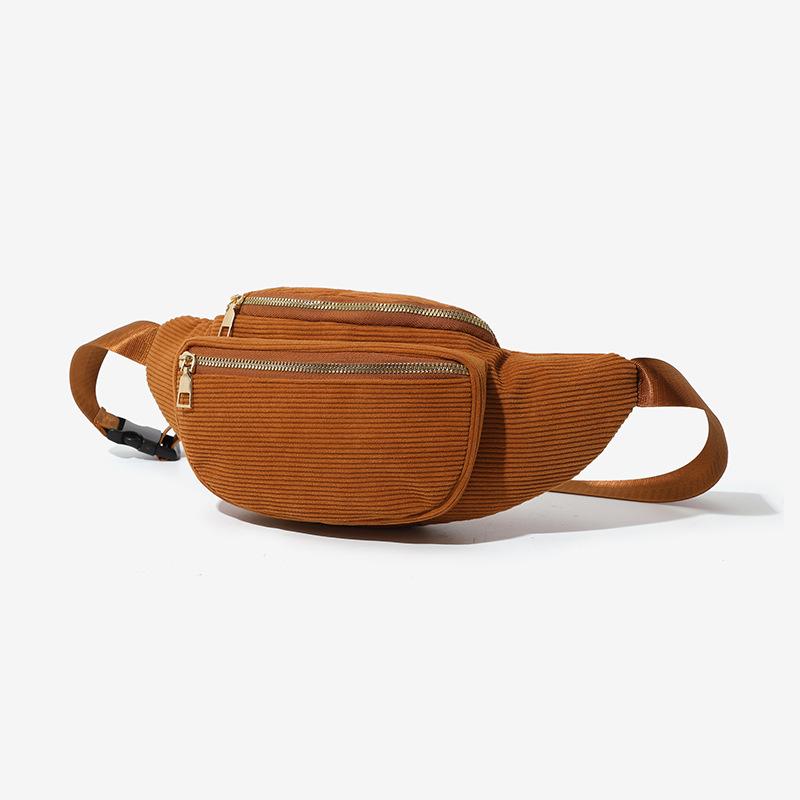 Women's fanny pack, new fluff fabric, double-layer women's breast bag, casual and simple change bag, mobile phone bag.