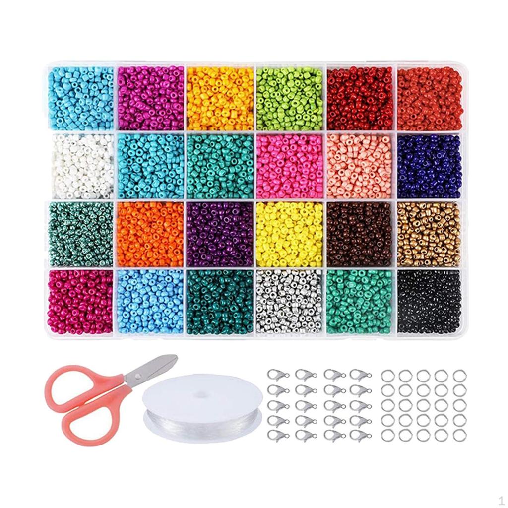 24 Colors Round Clay Spacer Beads, Mixed 2mm 3mm 4mm Glass Beads for Jewelry Making Findings,