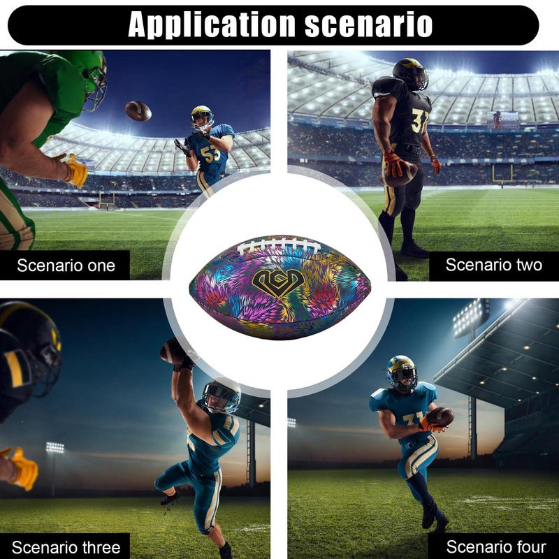 Light Up Rugby Ball Reflective Football Leakproof Cool Size 6 Size 9 Sports Gear Lighted Football Glowing For Yards Parks Gyms