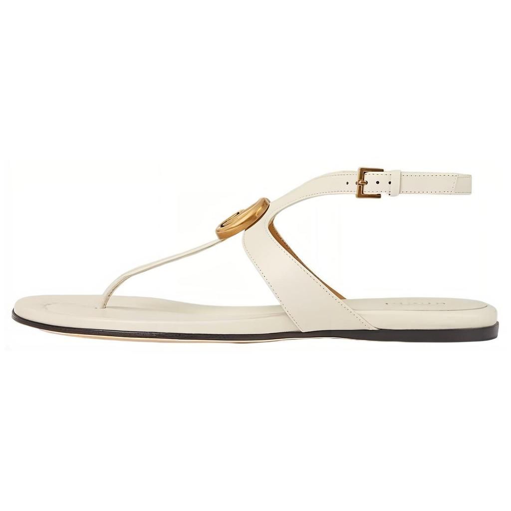Gucci Double G Leather One Strap Sandals Women's White 746030 BKO00 9049