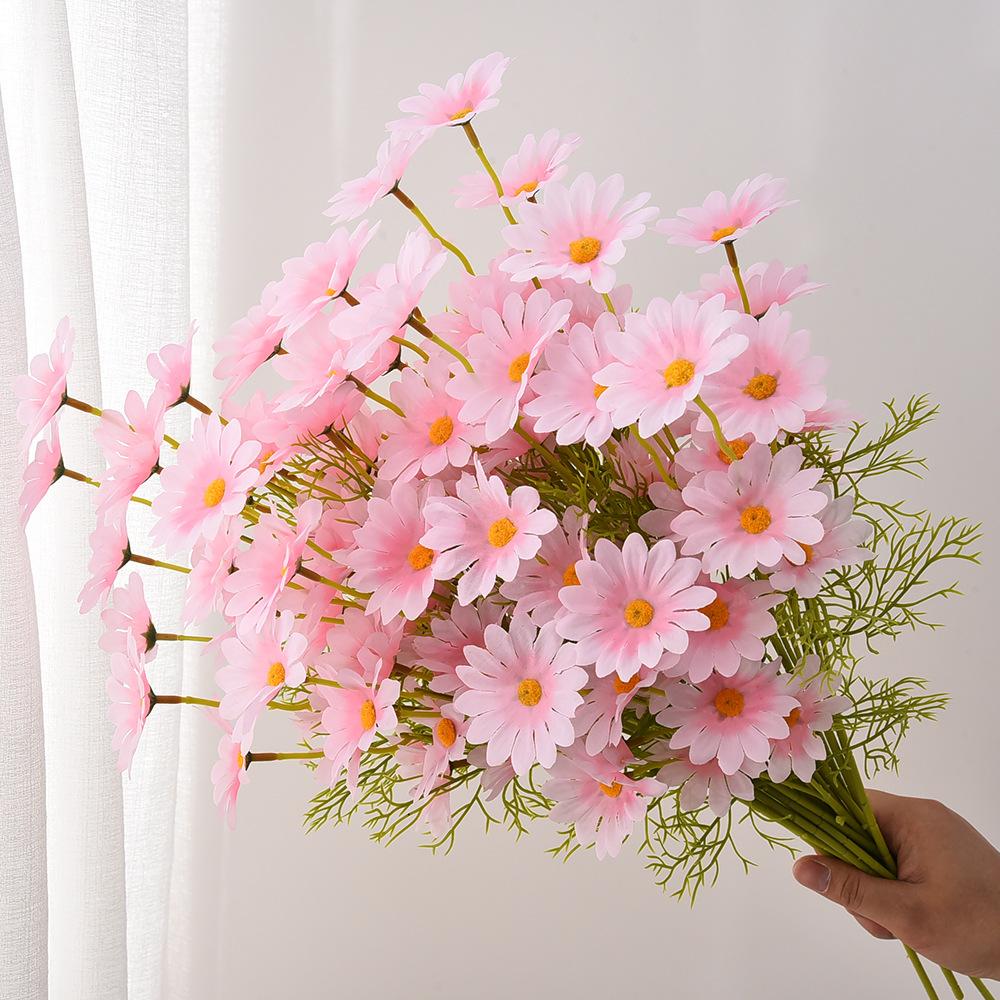 5 Heads Chamomile And Daisy Simulation Flowers Living Room Decoration Home Decoration Wedding Handheld Flowers Fake Flowers
