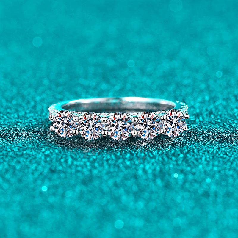 Yin Baichuan S925 Sterling Silver Women's Moissanite Princess Ring - 1 Carat