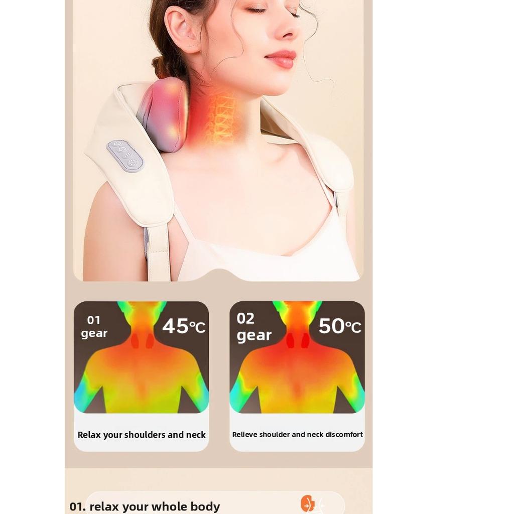 Upgraded Neck and Shoulder Massager, Trapezius Muscle Massage Machine with Heat Therapy, Portable Electric Cervical Massager for Home