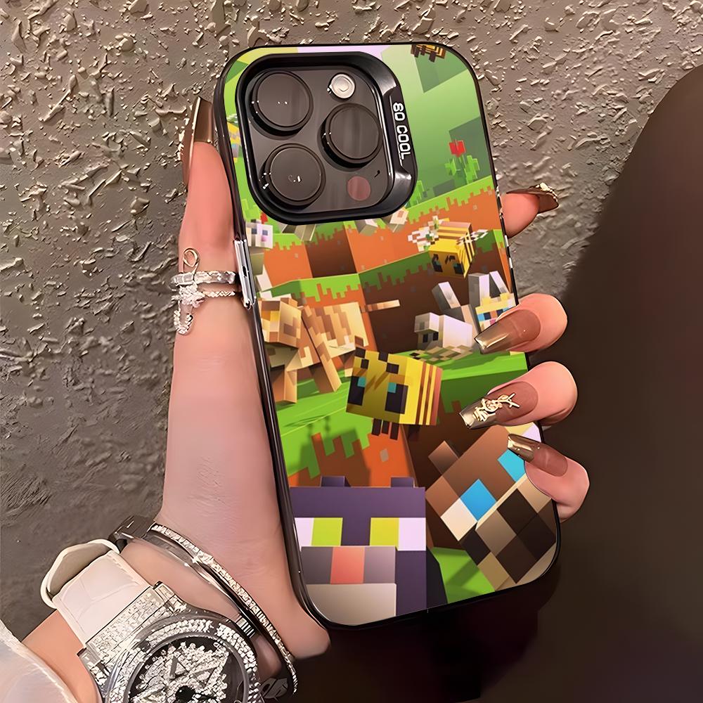 

Игровой M-ine-c-crafts Чехол для телефона Для IPhone17 Air 16 15 14 Plus 13 12 11 Pro XS Max Серебристый Черный Бамперный Чехол iPhone17 Pro