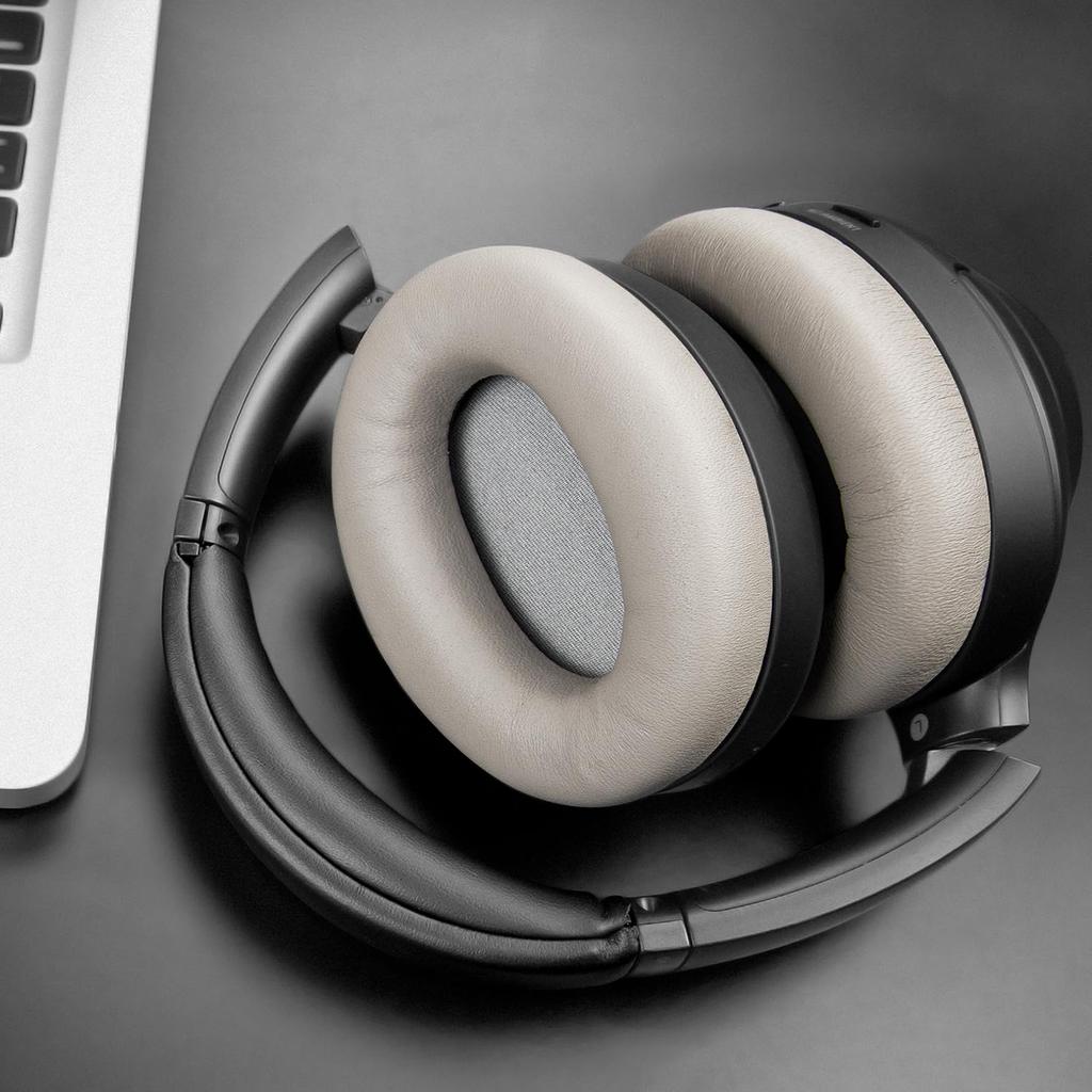 SOULWIT Sheepskin Ear Pads for Sony WH-1000XM3 (WH1000XM3) Headset, Replacement Noise-Isolating Ear Cushions, Thick Headphone Pads, Bright Silver