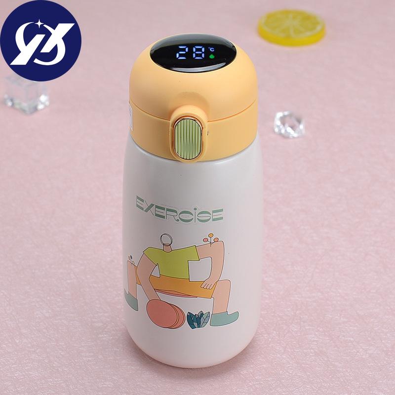 Cartoon 316 Stainless Steel Smart Vacuum Cup Led Touch Display Temperature Cup Small Fat Pier Children Pea Cup