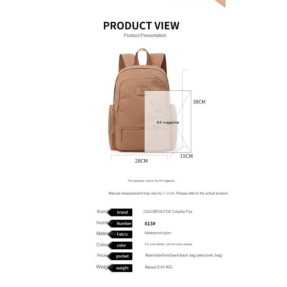 Women Large Capacity Multi Pocket Nylon Backpack with Adjustable Straps for Commute Travel