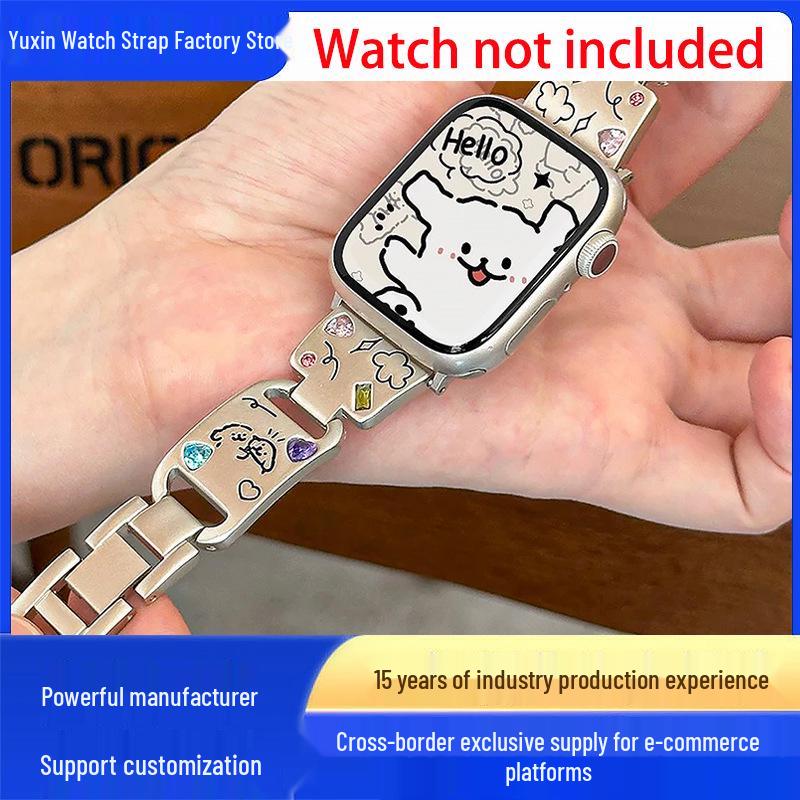 

Dog Print Watch Strap for Apple, Samsung, and Huawei 42/44/45/46/49mm срібний