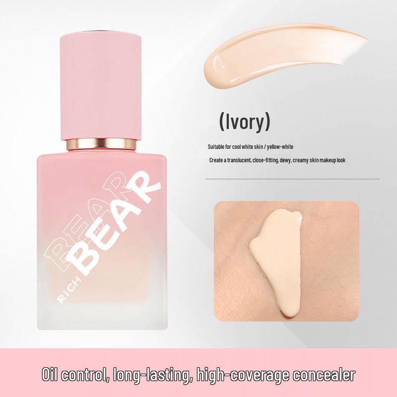 Rich Bear Lightweight Long-lasting Concealing Foundation - Natural, Waterproof, Sweat-proof, Non-transfer, Ideal for Oil-prone Skin.