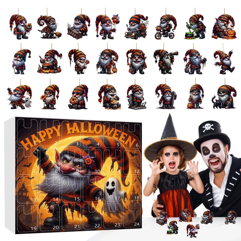 

Halloween Ornaments Gnome Halloween Decor 2D Acrylic Advent Dwarf Doll Spooky Fun For Bedroom Patio Holiday Kitchen