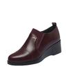 Slope heel leather shoes women's 2025 new middle-aged and elderly flat-soled women's shoes soft leather soft-soled mother shoes comfortable spring an