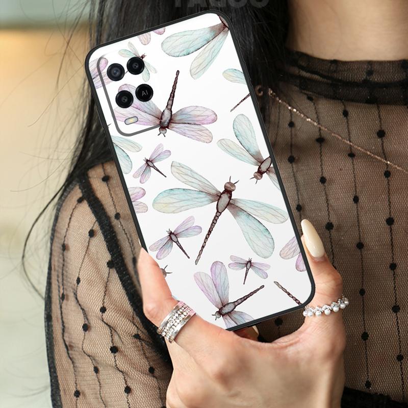 Luxury Dragonfly Case For Oppo A16 A76 A96 A17 A18 A60 A80 A40 A38 A58 A78 A98 A94 A74 A54 A15 A57 A77 A5 Pro