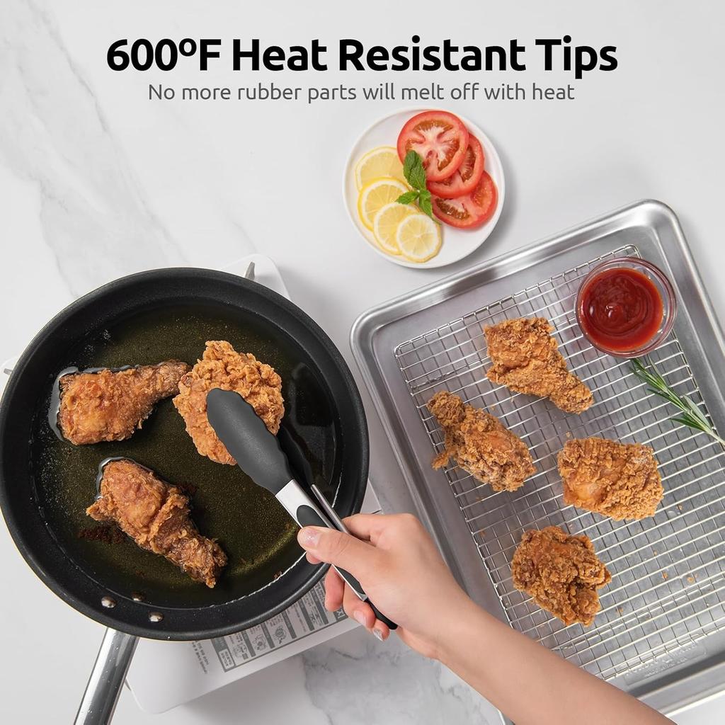 1/3Pcs Silicone Stainless Tong Steel Anti Scalding BBQ Food Tongs Non-Stick Resistant Barbecue Tongs Salad Tong 7/9/12inch