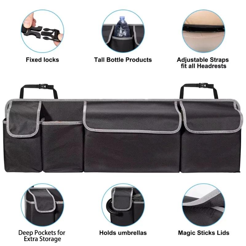 Car Trunk & Backseat Organizer - High Capacity Oxford Storage Bag, Multi-use Seat Back Organizers, Automobile Interior Accessory