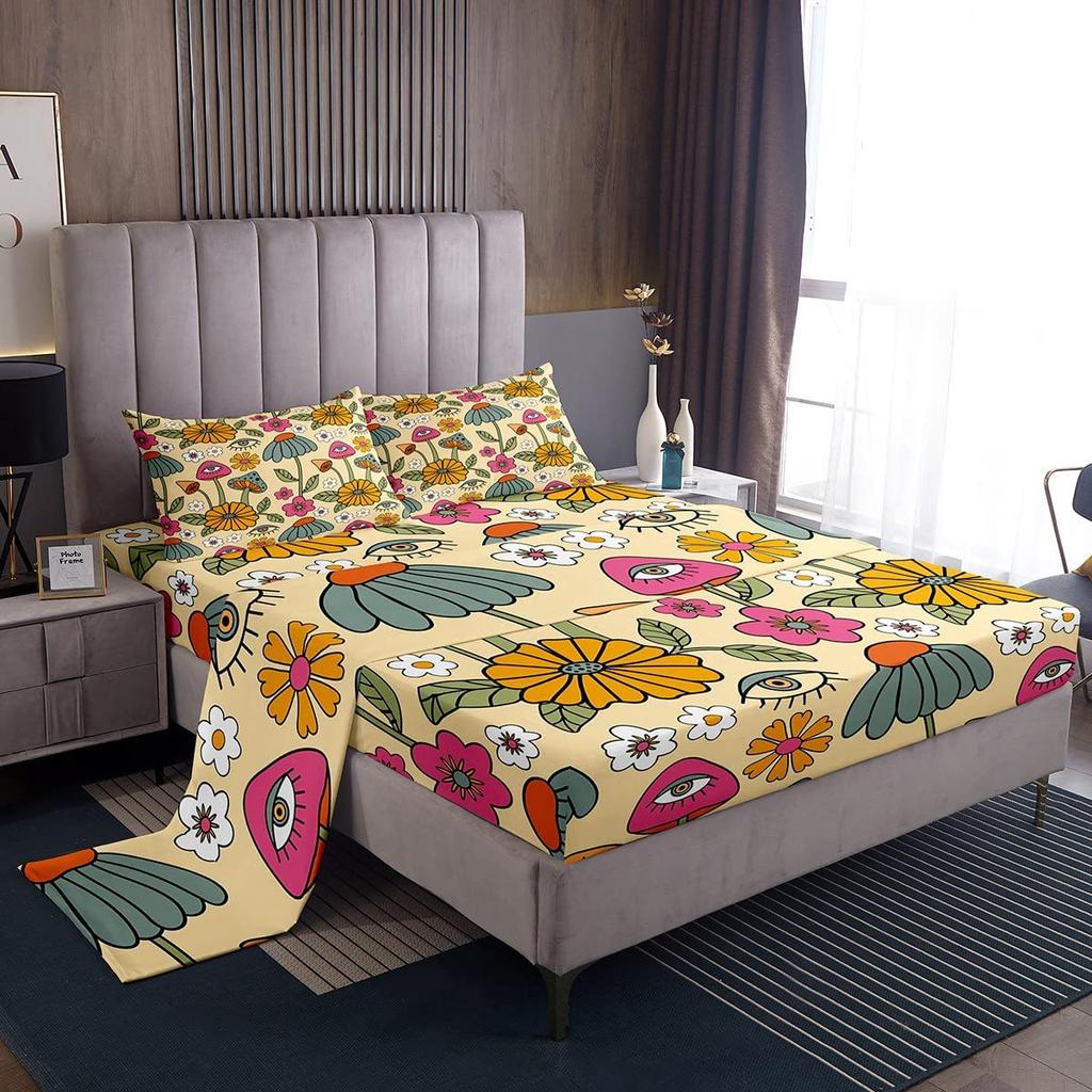 Bohemian pattern bed hat four-piece bedding set bedroom dormitory bedding decoration