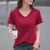 Women Soft White Cotton V Neck T Shirt Short Sleeve Summer Casual Top