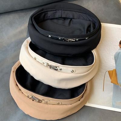 Koreański beret damski letni cienki czarny design niszowy retro brytyjski kapelusz typu bud trend