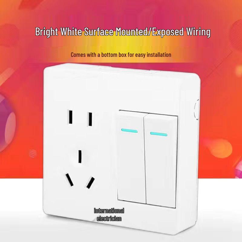 Ultra-Thin Surface-Mounted Single-Pole Switch & Socket Panel for Home Walls