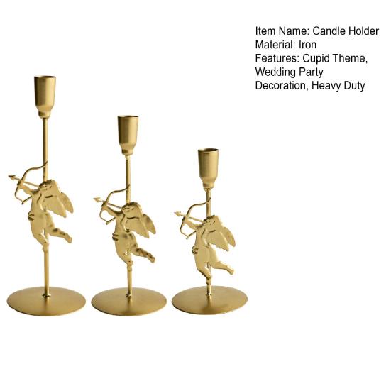 1/3Pcs Iron Art Cupid Candle Holder Vintage Metal Candlestick Home Living Room Wedding Party Taper Candle Stand Table Centerpiece Ornament