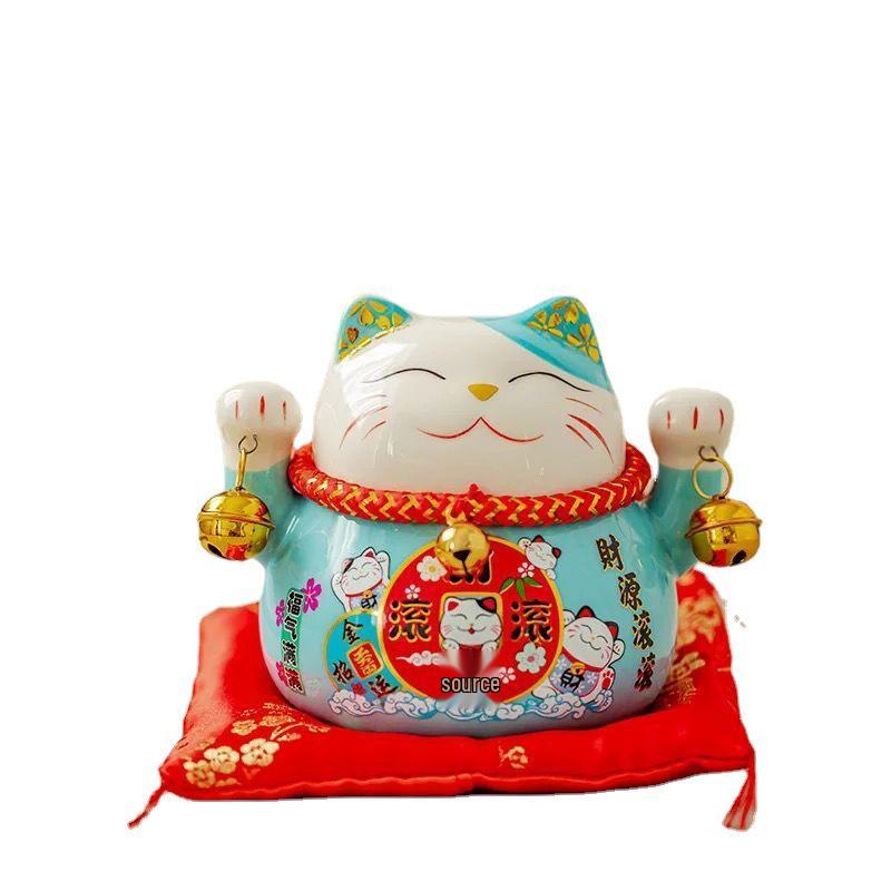 Lucky Cat Ceramic Decor: Creative Japanese Fortune Cat Small Piggy Bank - Ideal Gift for Store Openings