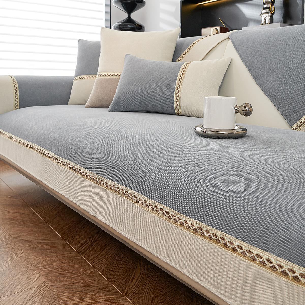 

New Chenier Non-Slip Sofa Cushion Universal Light Luxury Modern Simple Leather Sofa Cover 70*70cm