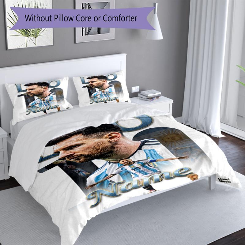 Messi Lionel Messi Legend Personalized Name Bedding Set,Soft Touch Bed Linen for Kids Bedroom Decor,Perfect Holiday Gift,Machine Washable Duvet Cover