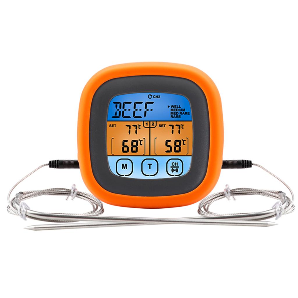 QWORK® Termometro Cucina Digitale con Sonda, Timer e Schermo LCD - Termometri Alimenti per Cucina e Barbecue