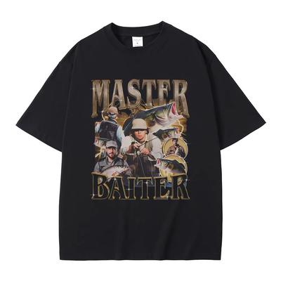 Master Baiter Fish Fishing Funny Meme T Shirts Men Women Casual Vintage Cotton Short Sleeve Oversized T-shirts Streetwear Unisex