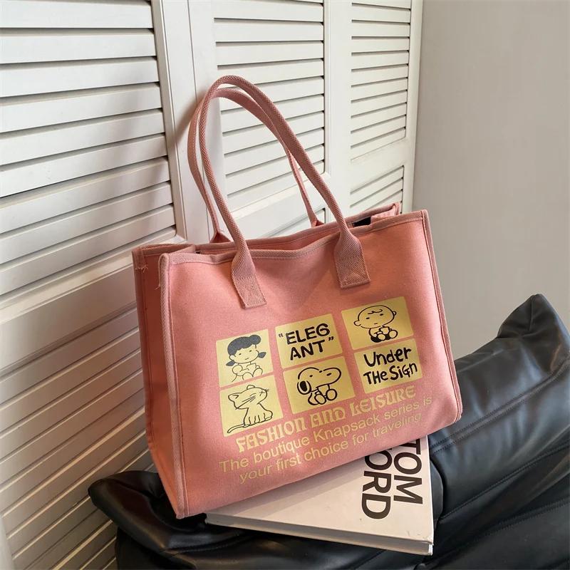 Large capacity elegant and casual canvas bag for women  versatile shoulder bag  fashionable bag