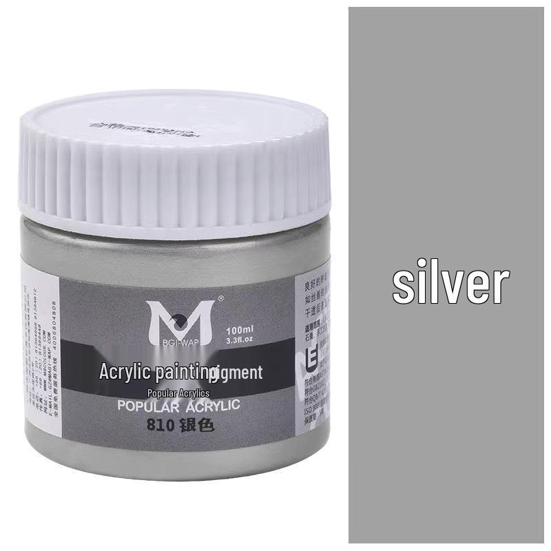 Meibang Metallic Acrylic Paint Set - Red Copper, Bronze, Silver, Buddha Light Golden Yellow 