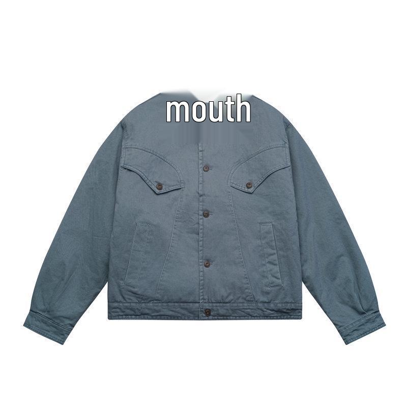 Men s Winter Corduroy Lapel Retro Patchwork Cotton Hunting Jacket Extra Large синий