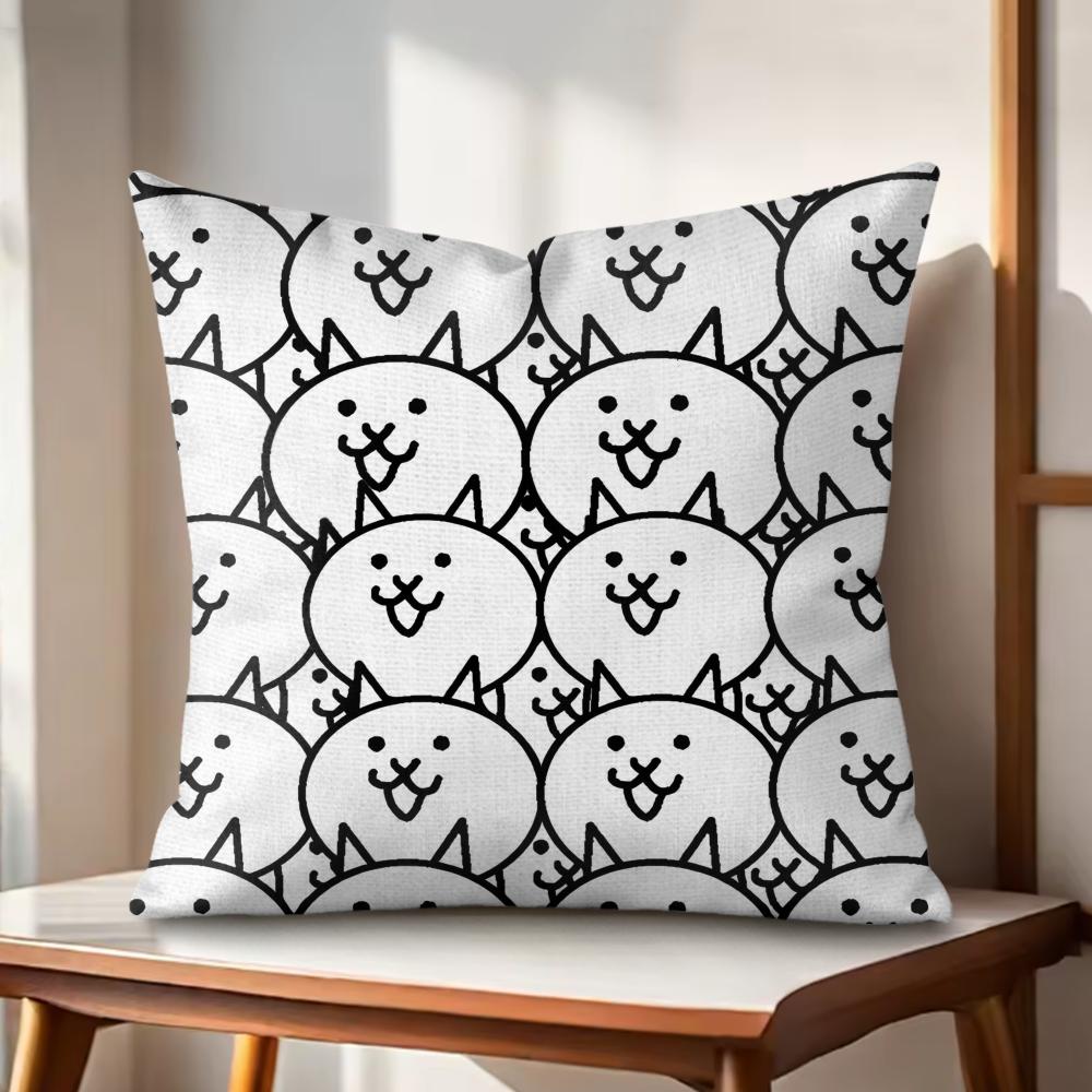 The BBattle Cats Cushion Cover Natural Linen Organic Fabric DoubleSided Printing Couch Pillow Covers Home Decor