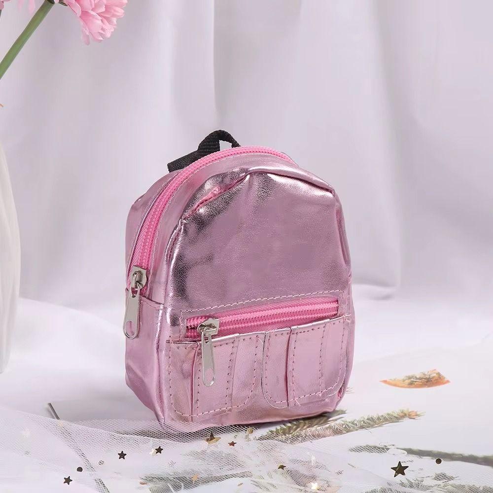 PU Glitter Doll Backpack Pink Silver Mini Knapsack 18inches Doll Backpack  Dolls Accessories