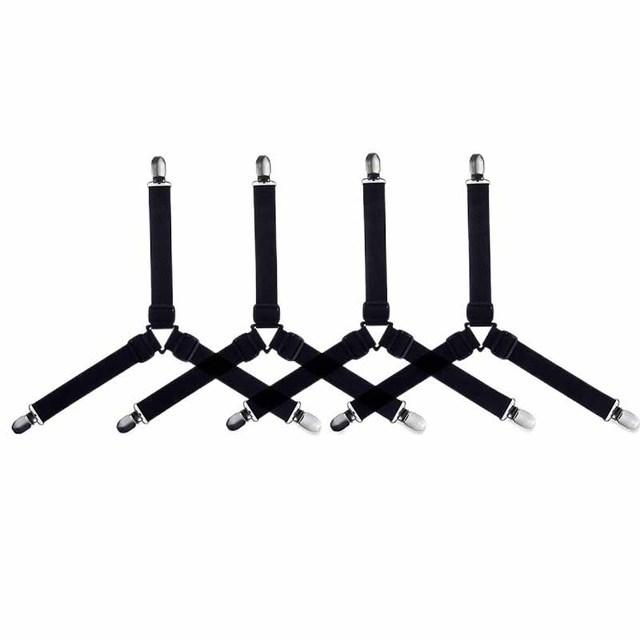 Зажимы для крепления простыни, регулируемые треугольные эластичные подтяжки, держатель, ремни, зажим для простыни, наматрасники чёрный