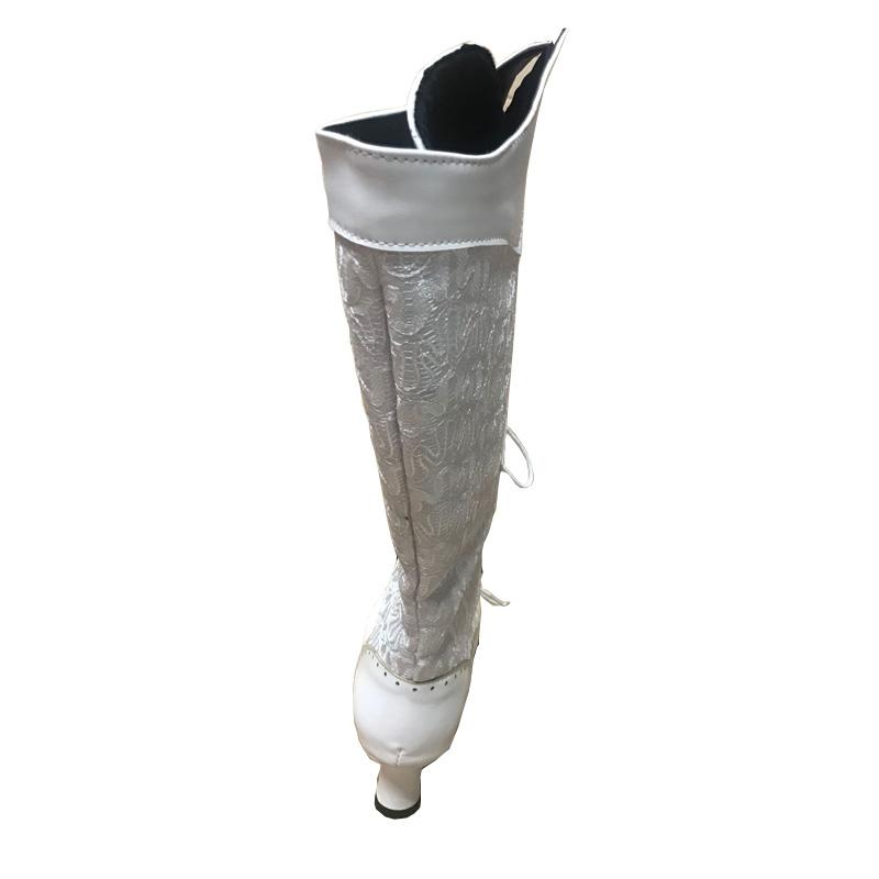 Retro Dames Laarzen Herfst Winter Sexy Schoenen Vrouw Veters Puntige Neus Lage Hakken Halverwege de Kuit Laarzen voor Dames Maatwerk 34-43