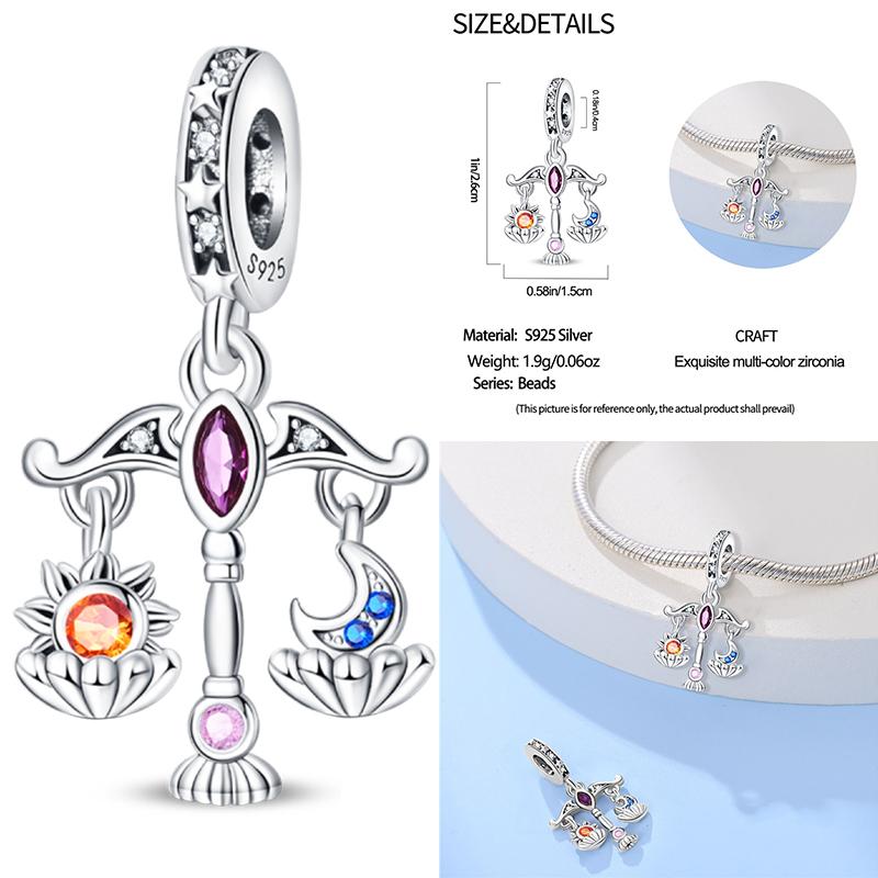 925 Sterling Silver Evil Eye Tarot Justice Star Coins Beads Sun Moon Star Lovers Pendant Charms Beads DIY Jewelry For Women