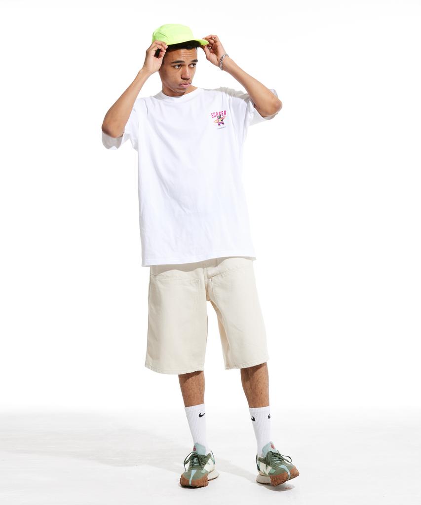 CREAM SODA LAB Lab Gray Surfer Small Logo Short Sleeve T-Shirt White Pink