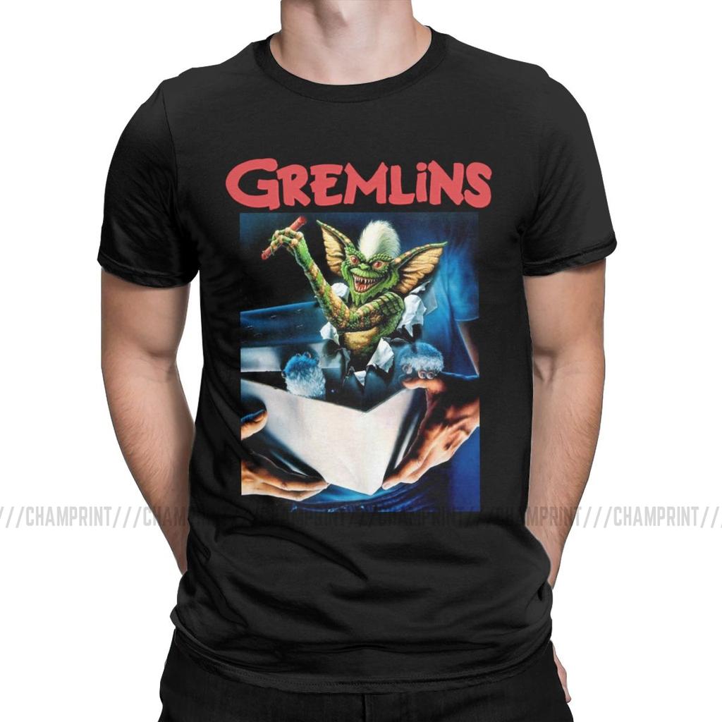 Gremlins Men S T Shirts Gizmo Monster Gremlin 80S Horror Christmas Movie Awesome Tees Round Neck