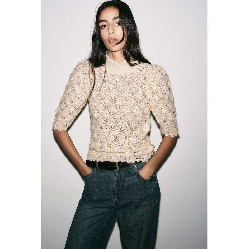 Za New Fall Women's Clothing 2025 Fashion Wind French Style Design Fashion Romantic Rib Knitwear 3991102