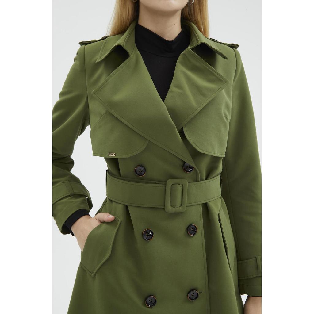 Jacket Collar Sleeve Detailed Mink Trench Coat 12667