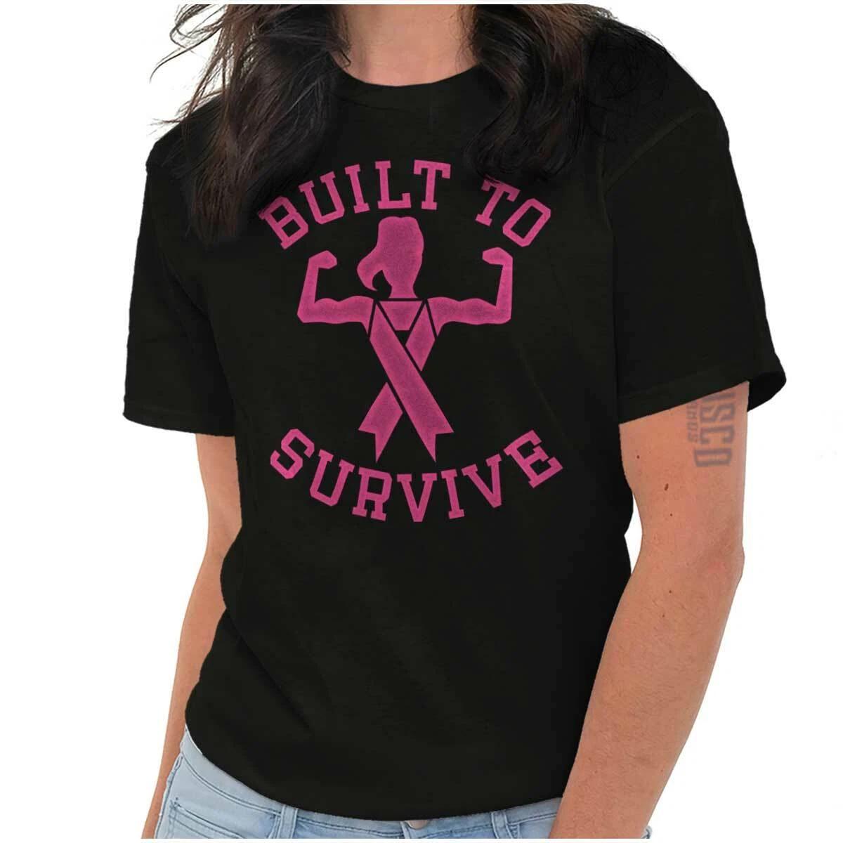 Built To Survive Beat Breast Cancer BCA Gift Womens Graphic Crewneck T Shirt Tee S