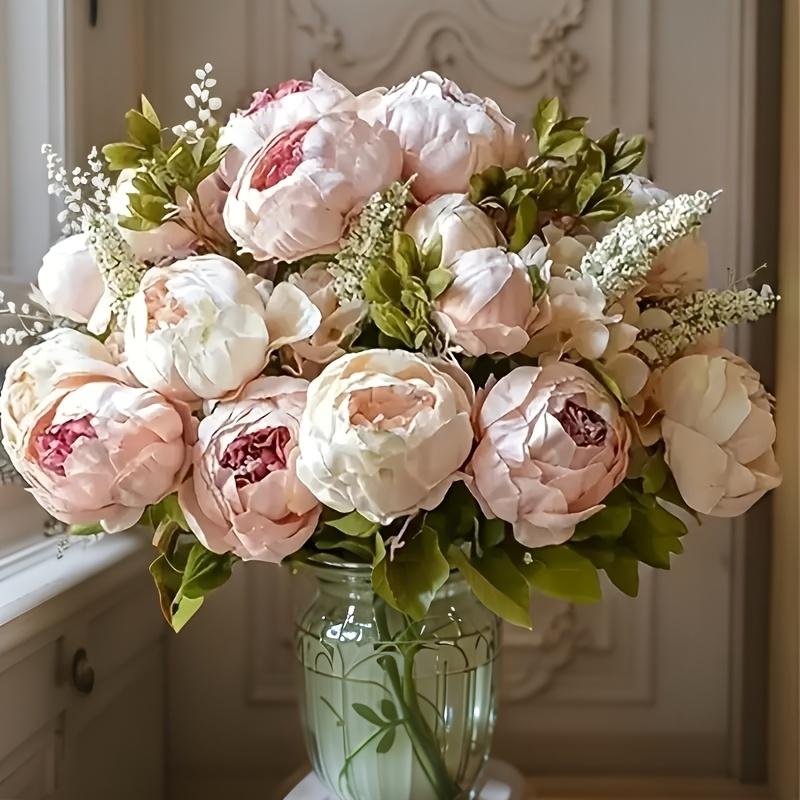 1pc 13 Heads European-style Simulation Peony Living Room Home Dining Table Decorative Flowers Artificial Flowers Artificial Flowers Ornaments.